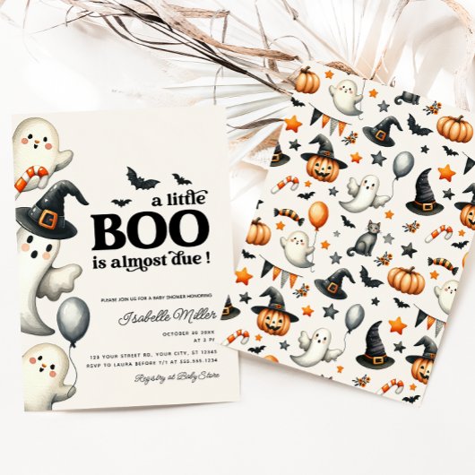 Boy Ghost Halloween Baby shower Little Boo Kaart