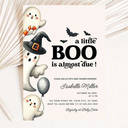 Boy Ghost Halloween Baby shower Little Boo Kaart