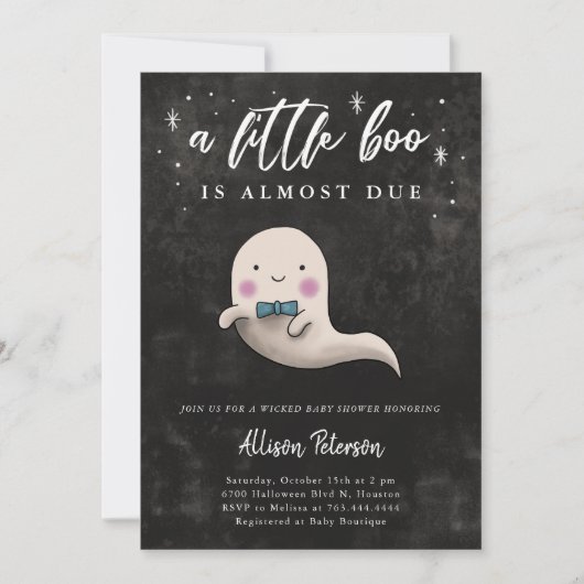 Boy Ghost Halloween Baby shower Little Boo Kaart (Voorkant)