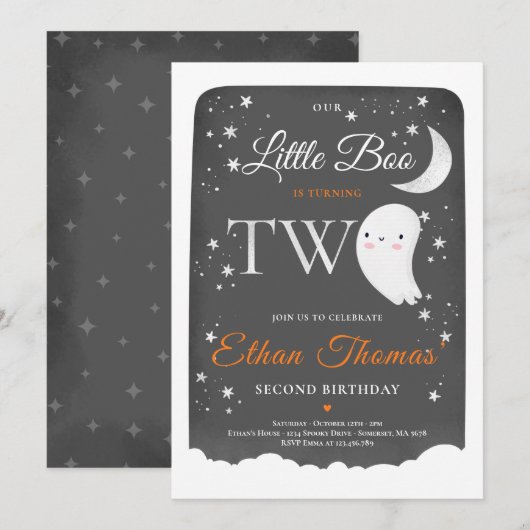 Boy Ghost Little Boo 2e verjaardagsfeestje Hallowe Kaart (Voorkant / Achterkant)
