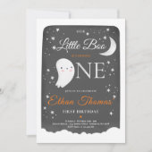 Boy Ghost Little Boo Birthday Party Halloween Kaart (Voorkant)