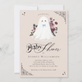 Boy Ghost Little Boo Floral Gothic Baby shower Kaart (Voorkant)