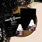 Boy Ghost Little Boo Floral Gothic Baby shower Kaart