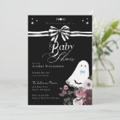 Boy Ghost Little Boo Floral Gothic Baby shower Kaart (Staand voorkant)