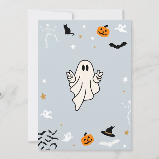 Boy Ghost Little Boo is hier het Halloween Baby sh Kaart (Achterkant)