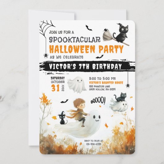 Boy Ghost Rider Halloween Party Kaart (Voorkant)