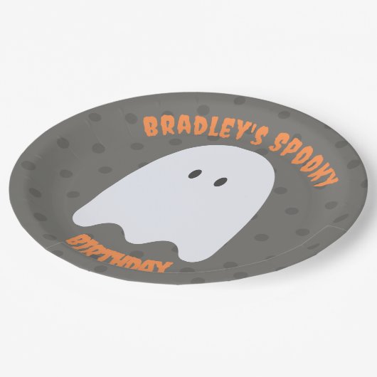 Boy Ghost Verjaardagsfeestje Gepersonaliseerd Papi Papieren Bordje (Gekanteld)