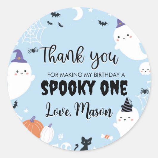 Boy Ghost Verjaardagsfeestje Ronde Sticker (Voorkant)