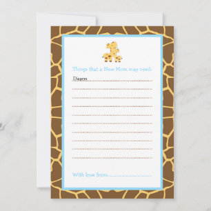 Boy Giraffe Advice List voor New Moms Baby shower Kaart