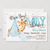 Boy Giraffe Baby shower Uitnodiging (Voorkant)