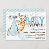 Boy Giraffe Baby shower Uitnodiging (Voorkant / Achterkant)
