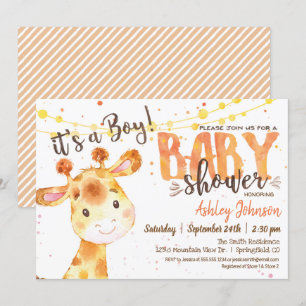 Boy Giraffe Baby shower uitnodiging