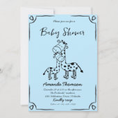 Boy Giraffe Hand getrokken baby shower Kaart (Voorkant)
