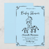 Boy Giraffe Hand getrokken baby shower Kaart (Voorkant / Achterkant)
