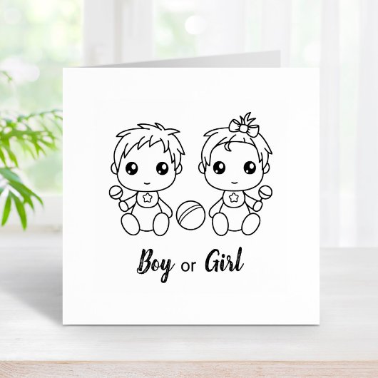 Boy Girl Baby shower Gender onthulling Rubberstempel