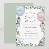 Boy Girl Balloon Gender Reopenbaart Uitnodiging (Voorkant / Achterkant)