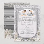 Boy Girl Fiesta Zilveren Charro Mexicaanse Bautizo Kaart (Voorkant / Achterkant)