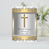 Boy Girl First Heilige Commune Silver Gold Kaart (Staand voorkant)