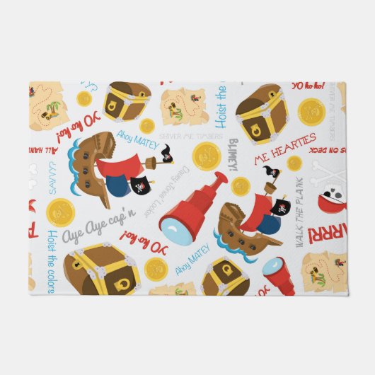 Boy Girl Fun White Party Pirate Pattern Deurmat (Voorkant)
