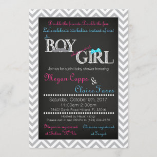 Boy Girl Joint Baby shower Invitation & Book Kaart