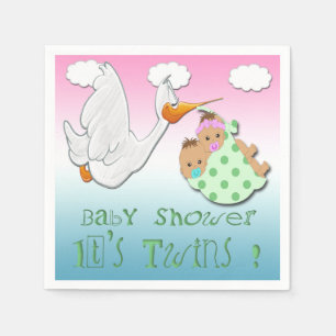 Boy & Girl Twins 2 - Stork Baby shower Papier Napk Servet