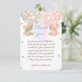 Boy Girl Twins Baby Shower Bedankkaart (Staand voorkant)