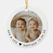 Boy Girl Twins Baptism Photo Keepsake Keramisch Ornament (Voorkant)