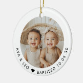 Boy Girl Twins Baptism Photo Keepsake Keramisch Ornament (Links)
