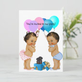 Boy Girl Twins Dachshund Party Invitation Kaart (Staand voorkant)