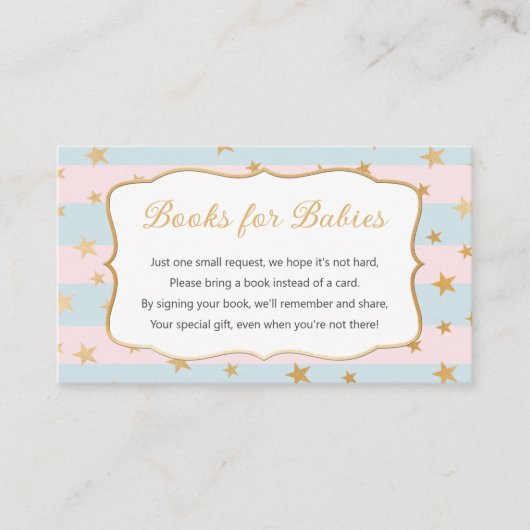 Boy Girl Twins Gold Stars-boekenkaart Informatiekaartje (Voorkant)