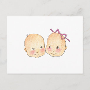 Boy Girl Twins Graphic Briefkaart