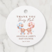 Boy Girl Twins Teddy Bear Baby shower Bedankjes Labels (Voorkant)