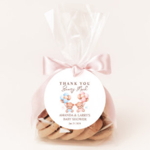 Boy Girl Twins Teddy Bear Baby shower Bedankjes Labels