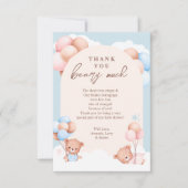 Boy Girl Twins Teddy Bear Baby shower Bedankkaart (Voorkant)