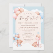 Boy Girl Twins Teddy Bear Baby shower Kaart (Voorkant)