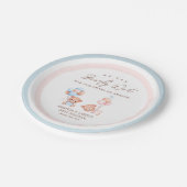 Boy Girl Twins Teddy Bear Baby shower Papieren Bordje (Gekanteld)