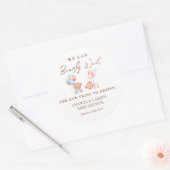 Boy Girl Twins Teddy Bear Baby shower Ronde Sticker (Envelop)