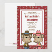 BOY & GIRL Western Cowboy Monkey 5x7 Birthday Kaart (Voorkant / Achterkant)