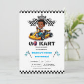 Boy Go-kart racing verjaardagsuitnodigingen Kaart (Staand voorkant)