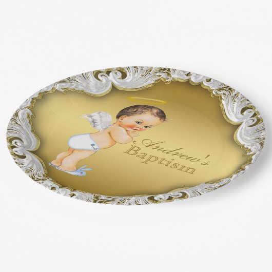 Boy Gold Angel doop doop doop Papieren Bordje (Gekanteld)