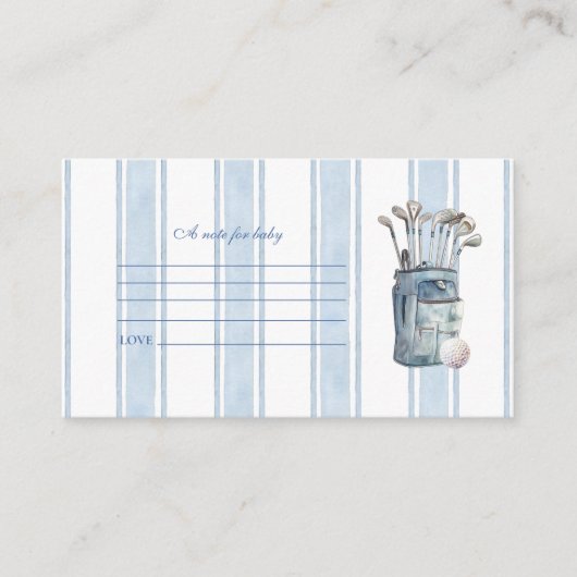 Boy Golf Baby shower Note voor Baby Informatiekaartje (Voorkant)