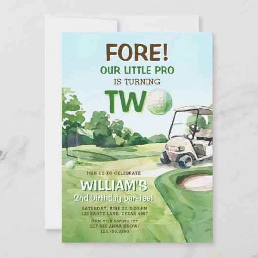 Boy Golf Par-t-shirt 2e verjaardag Kaart (Voorkant)