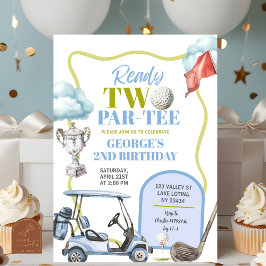 Boy Golf Ready Two Par-Tee 2nd Birthday  Kaart