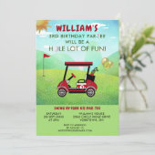 Boy Golf Thema 3e Verjaardag Par-T-shirt Kaart (Staand voorkant)