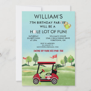Boy Golf Thema 7e Verjaardag Par-Tee Kaart