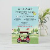 Boy Golf Thema 7e Verjaardag Par-Tee Kaart (Staand voorkant)