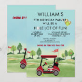 Boy Golf Thema 7e Verjaardag Par-Tee Kaart (Voorkant / Achterkant)