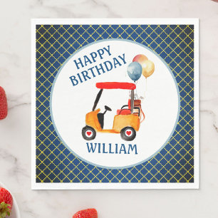 Boy Golf Thema Blauw Rood Geel Gepersonaliseerd Servet