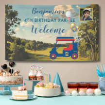 Boy Golf Theme 4th Birthday Party Banner