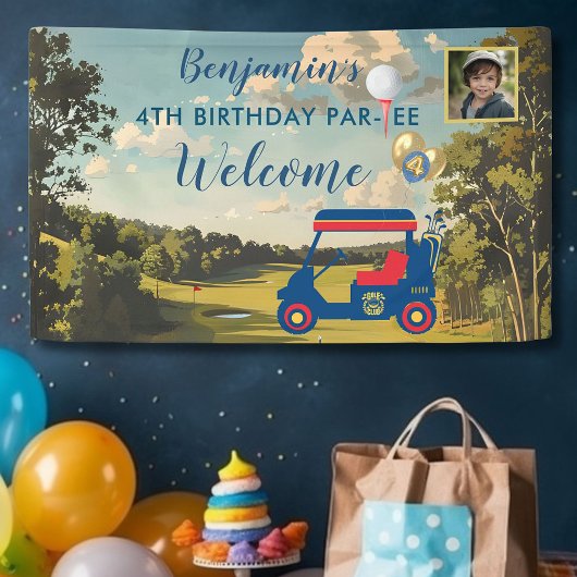 Boy Golf Theme 4th Birthday Party Banner